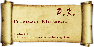 Priviczer Klemencia névjegykártya